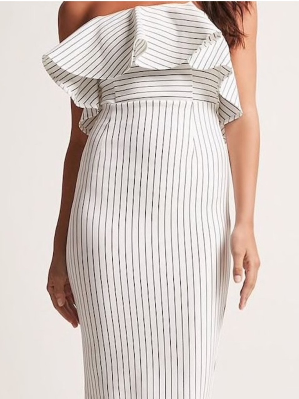 F21 strapless dress knee length with ruffle